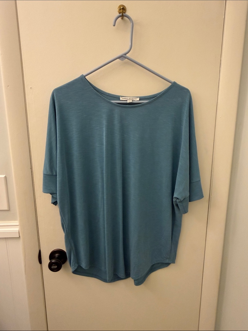 Green Envelope Relaxed Short Sleeve Tee in Teal Blue